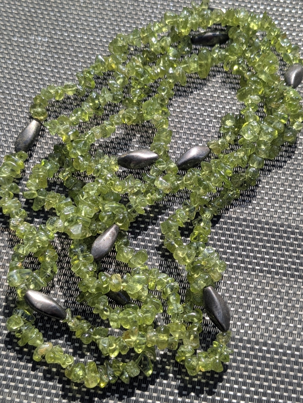 Long Peridot Chip Necklace 60” | Layered Wrap Strand Green Gemstone